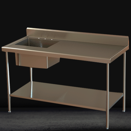 Stainless steel work table with sink